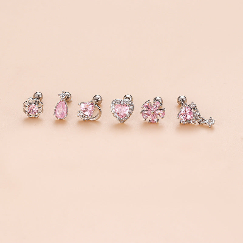 20G Cartilage Surgical Steel Heart Stud Earrings - Fairy Conch Earrings with Ball Back for Women | Perfect for Daily Wear, Parties & Gifts