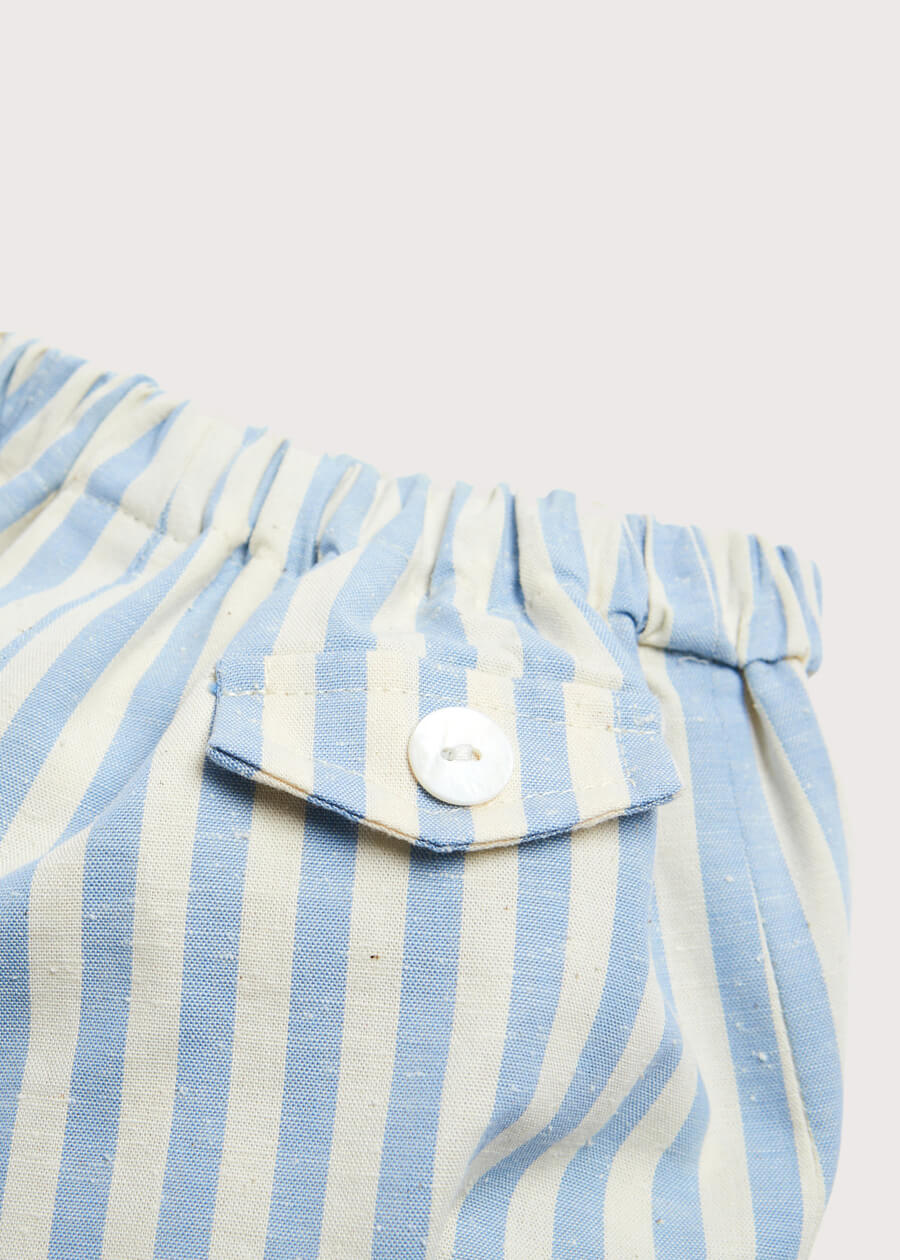 Sky Blue Classic Striped Baby Bloomer Pants - Soft Cotton for 3 Months to 3 Years - Perfect for Playtime, Photo Shoots & Nursery Outfits