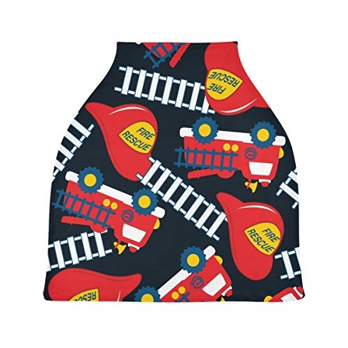 Baby Car Seat Canopy & Nursing Cover - Fire Truck Design Breathable Stroller Cover for Boys & Girls | Perfect for Breastfeeding, Stroller Shade & Baby Shower Gifts