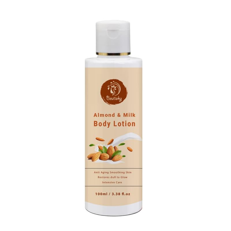 Beutisky Nourishing Body Lotion with Almond & Milk - Long Lasting Moisturization for Dry Skin - 100ML Hydrating Cream for Daily Use, Travel & Gift Sets