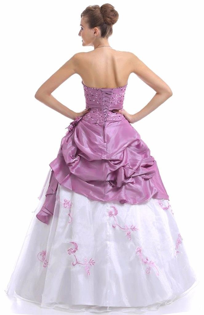 Elegant Women's Silver Embroidered Beaded Princess Evening Ball Gown for Prom, Wedding & Formal Events
