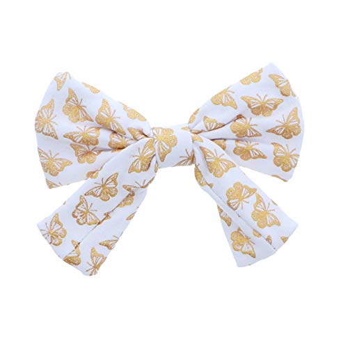5.5 Inch White Bow Hair Clip with Butterflies for Women and Girls - Perfect for Weddings, Parties, and Everyday Style