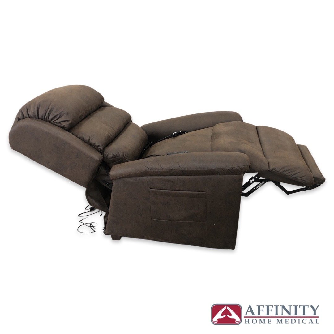 RELAXER PR 766 MaxiComfort Bourbon Microsuede Recliner with Heating & Massage Functions + Footrest Extension - In Stock - Perfect for Living Room, Home Theater, and Relaxation Spaces