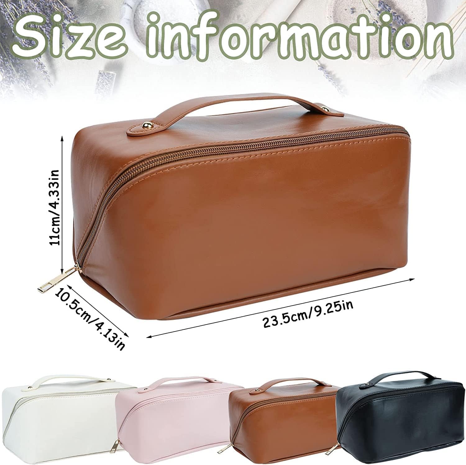 Large Capacity Waterproof PU Leather Makeup Bag for Women - Travel Cosmetic Organizer, Portable Toiletry Bag for Makeup Brushes & Cosmetics - Perfect for Travel, Gym & Daily Use