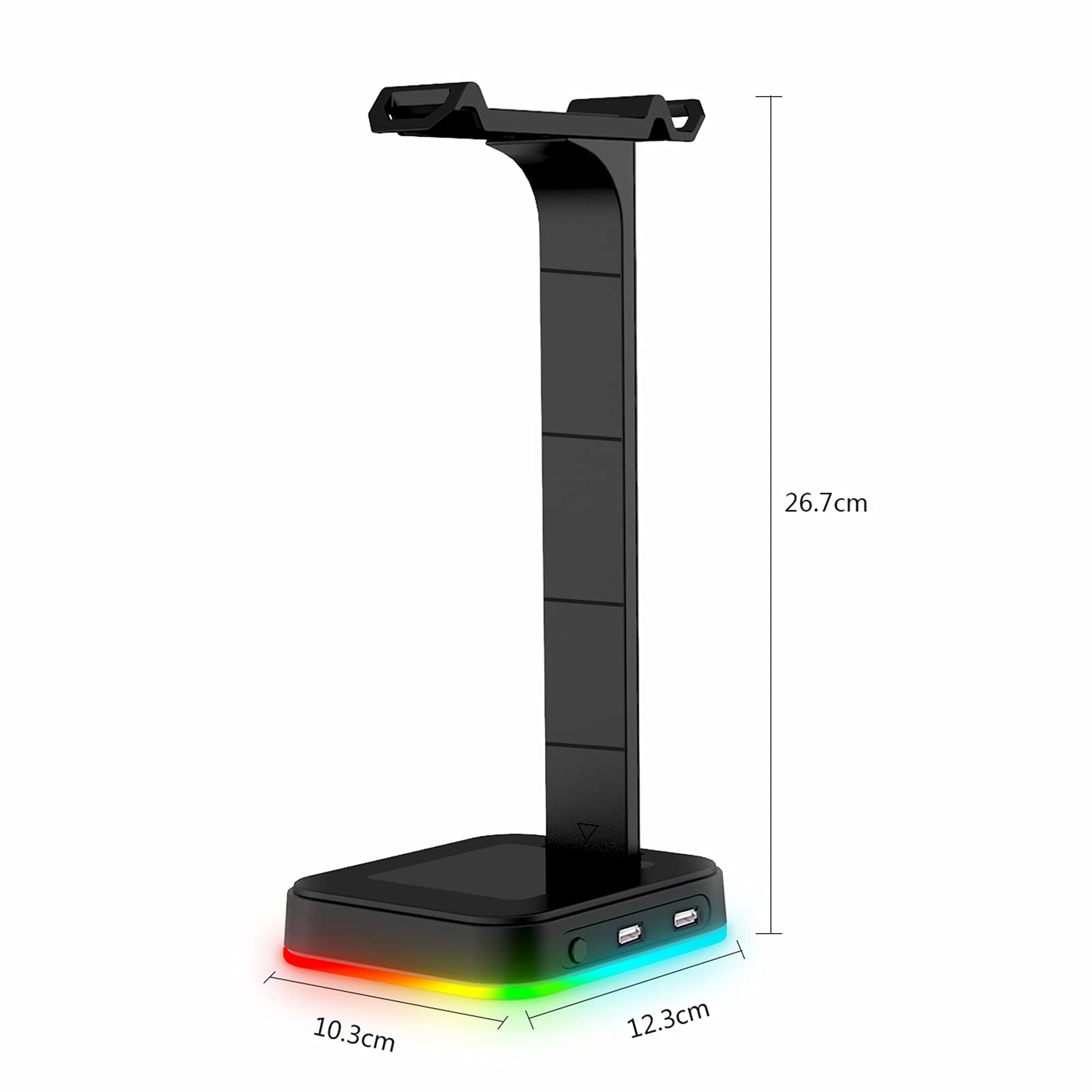 Irishom RGB Gaming Headset Stand with 2 Lighting Modes & Dual USB Ports - Headphone Holder for PC, PS5, Xbox - Perfect for Gaming Setup & Office Desk Accessories