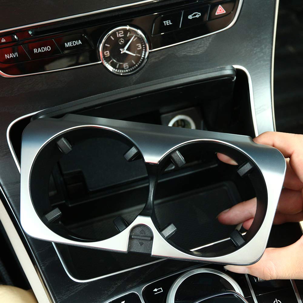 LLKUANG ABS Matte Center Console Cup Holder Frame Trim for Mercedes Benz E Class W205, C Class W213, GLC Class X253 (2015-2019) - Upgrade Interior Accessory for Car Organization & Stylish Protection