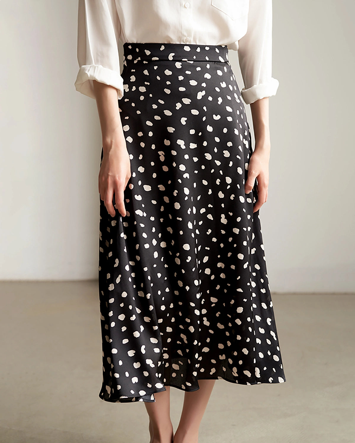 Elegant Silk Midi Skirts for Women - Stretchy Elastic Waistband, Flowy A-Line Design - Perfect for Office Wear, Date Nights & Special Occasions