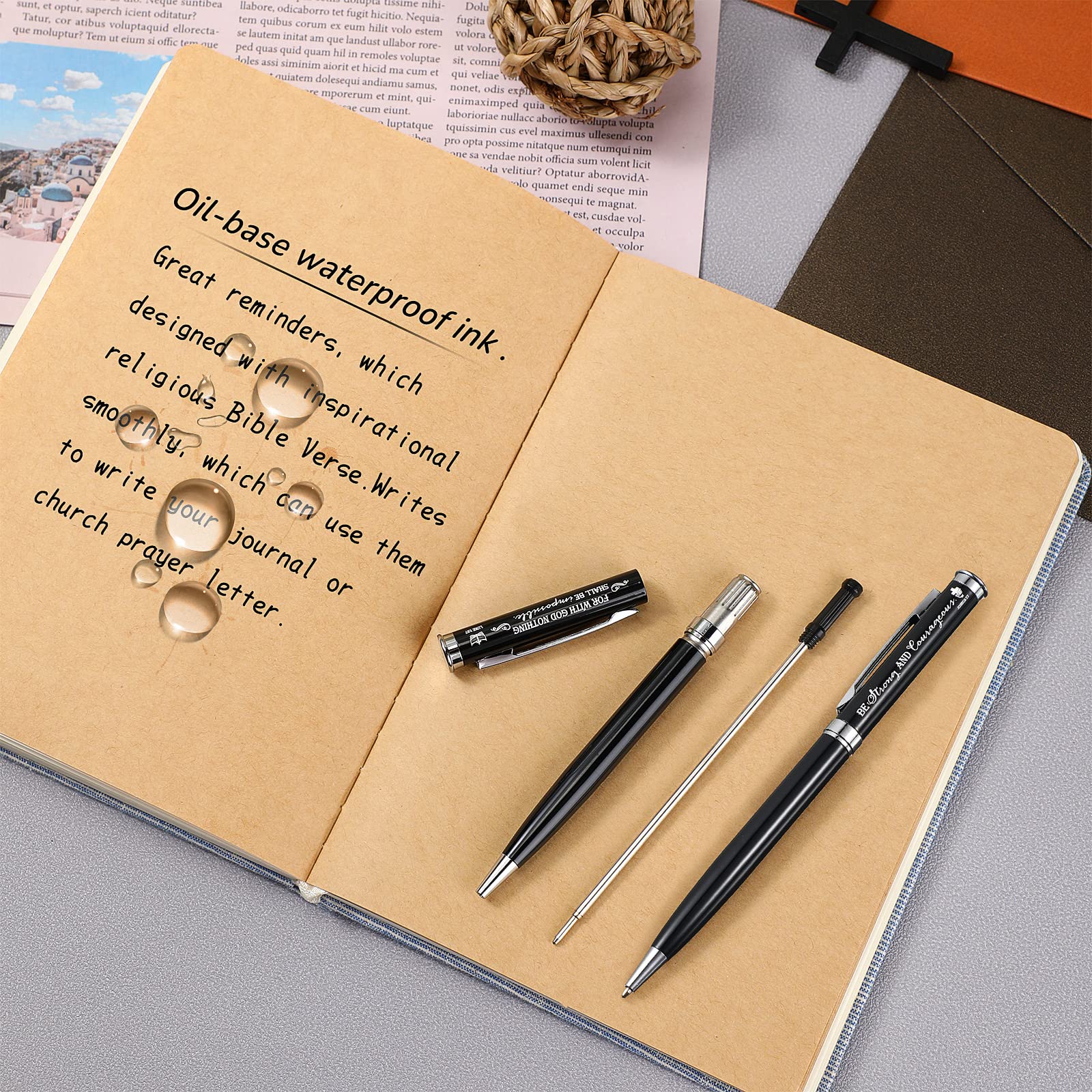 Fumete 20 Pack Inspirational Religious Pens - Engraved Bible Verse Ballpoint Pens, Christian Scripture Writing Pens for Pastors, Men & Women - Perfect for Church, Bible Study & Father's Day Gifts (Classic Style)