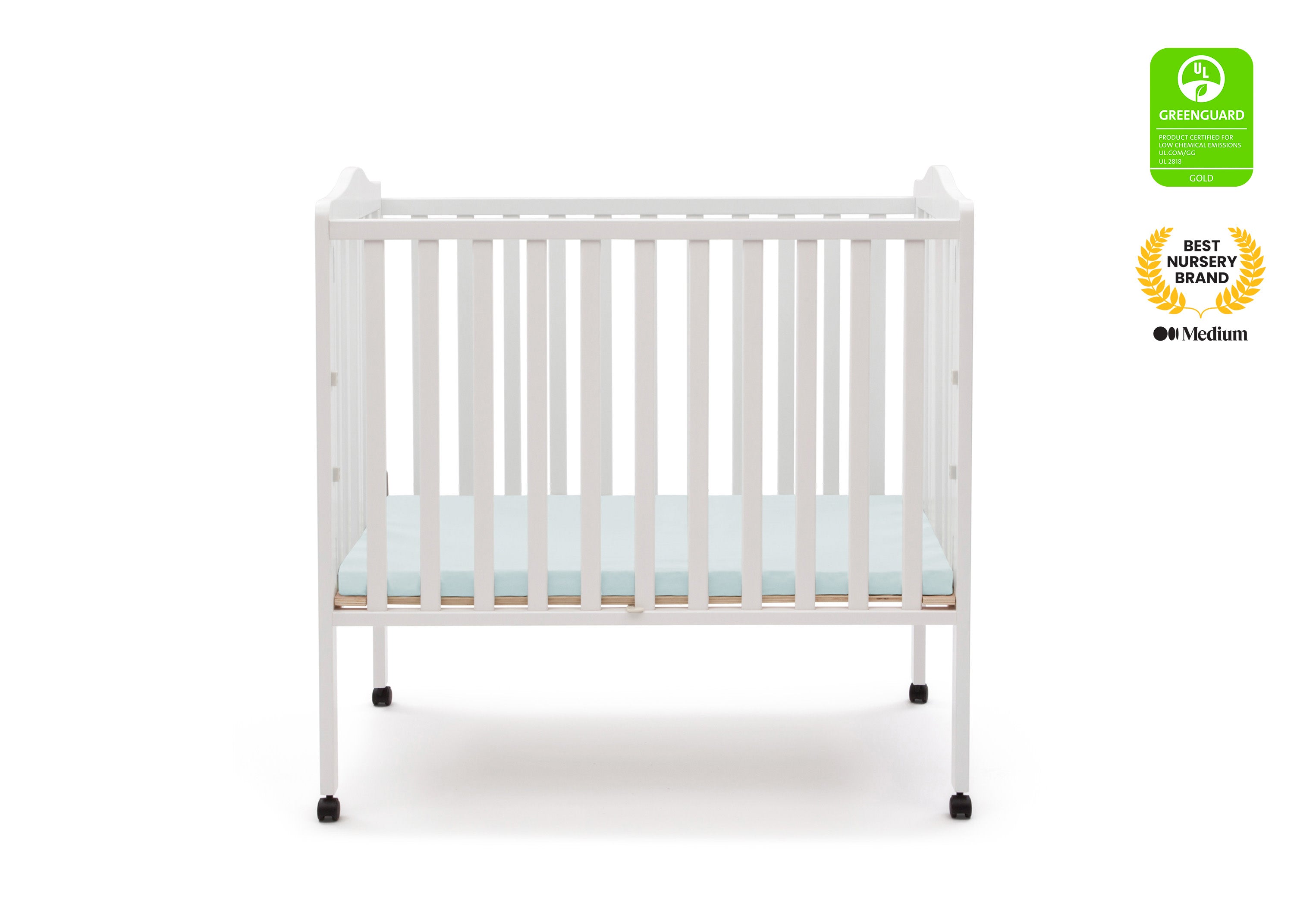 Portable Folding Mini Baby Crib with 1.5 Inch Mattress - Lightweight Travel Crib for Home, Nursery & On-The-Go