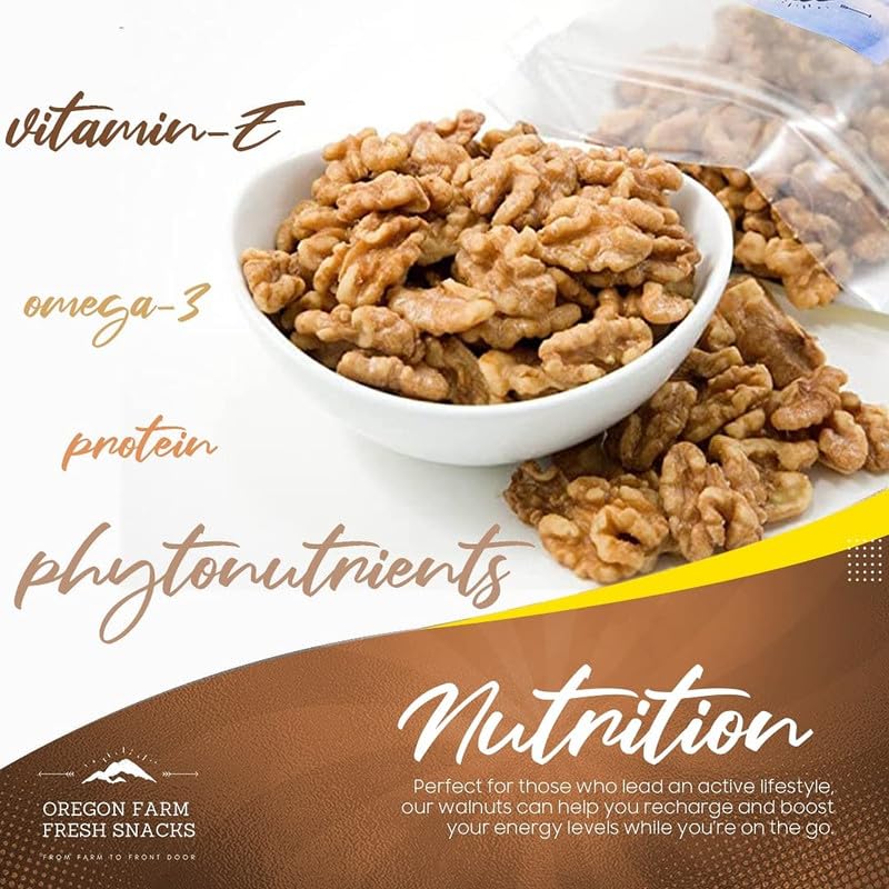 Premium Oregon Farm Fresh Raw Walnuts 24oz - Unsalted, No Shell, Dry Halves - Healthy Snack, Baking Ingredient & Salad Topping - Nutrient-Rich Superfood for Keto, Vegan & Paleo Diets
