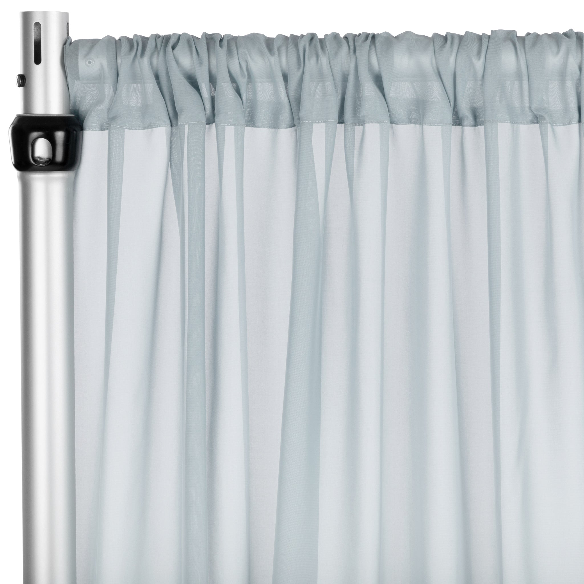 14ft x 58in Dusty Blue Chiffon Curtain Panel - Elegant Sheer Window Drapes for Living Room, Bedroom & Wedding Decor