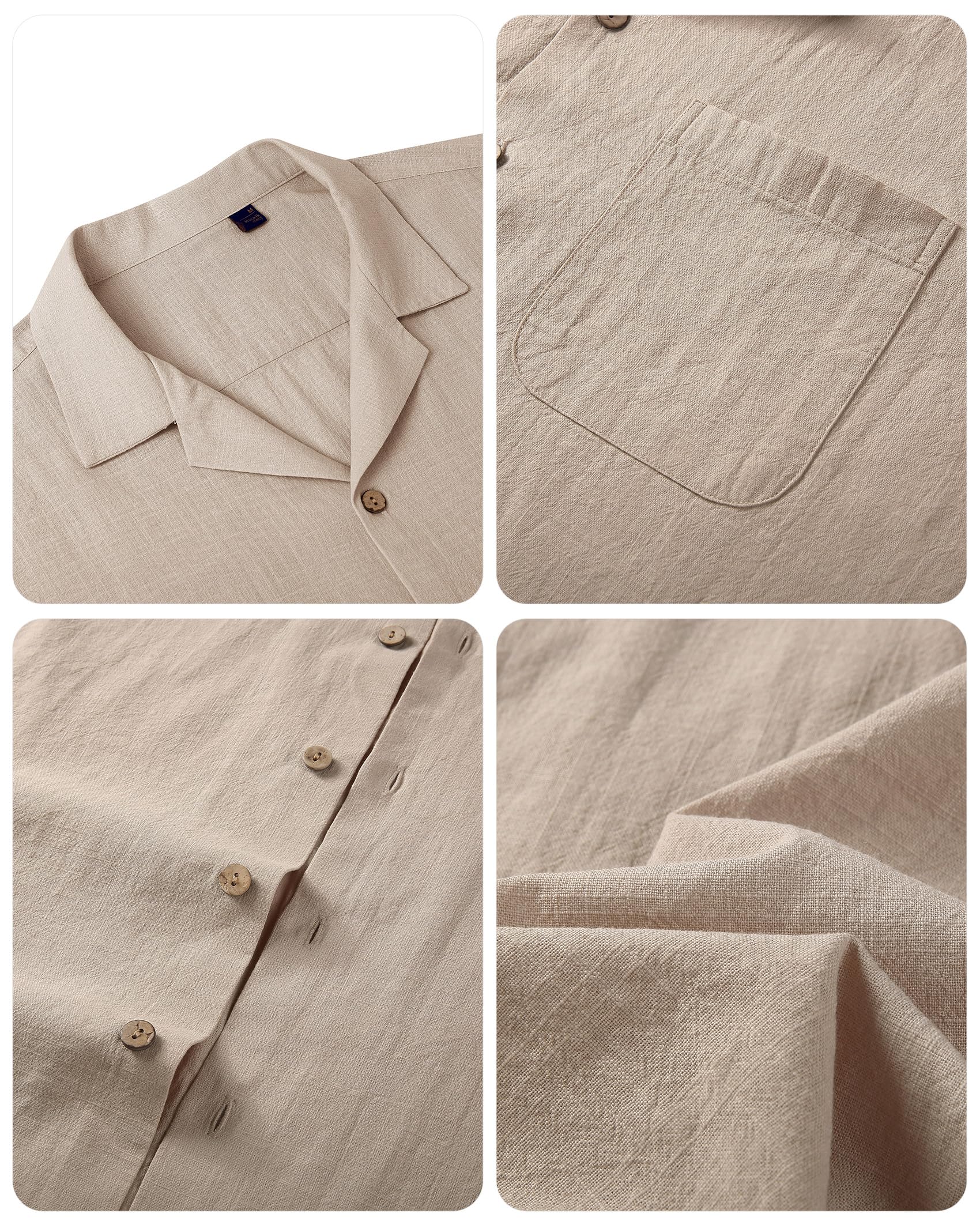 Breathable Men's Linen Shirts - Short Sleeve Button Down Cotton Shirts for Summer | Casual Beach, Vacation & Hawaiian Style | Perfect for Tropical Getaways, Outdoor Events & Summer Fashion