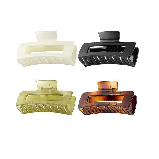 Aliba Collection Non-Slip Matte Hair Clips 4 Pack for Women - Large Strong Hold Claw Clips for Thick & Thin Hair (4 Inch) - Perfect for Workouts, Office & Everyday Hairstyles