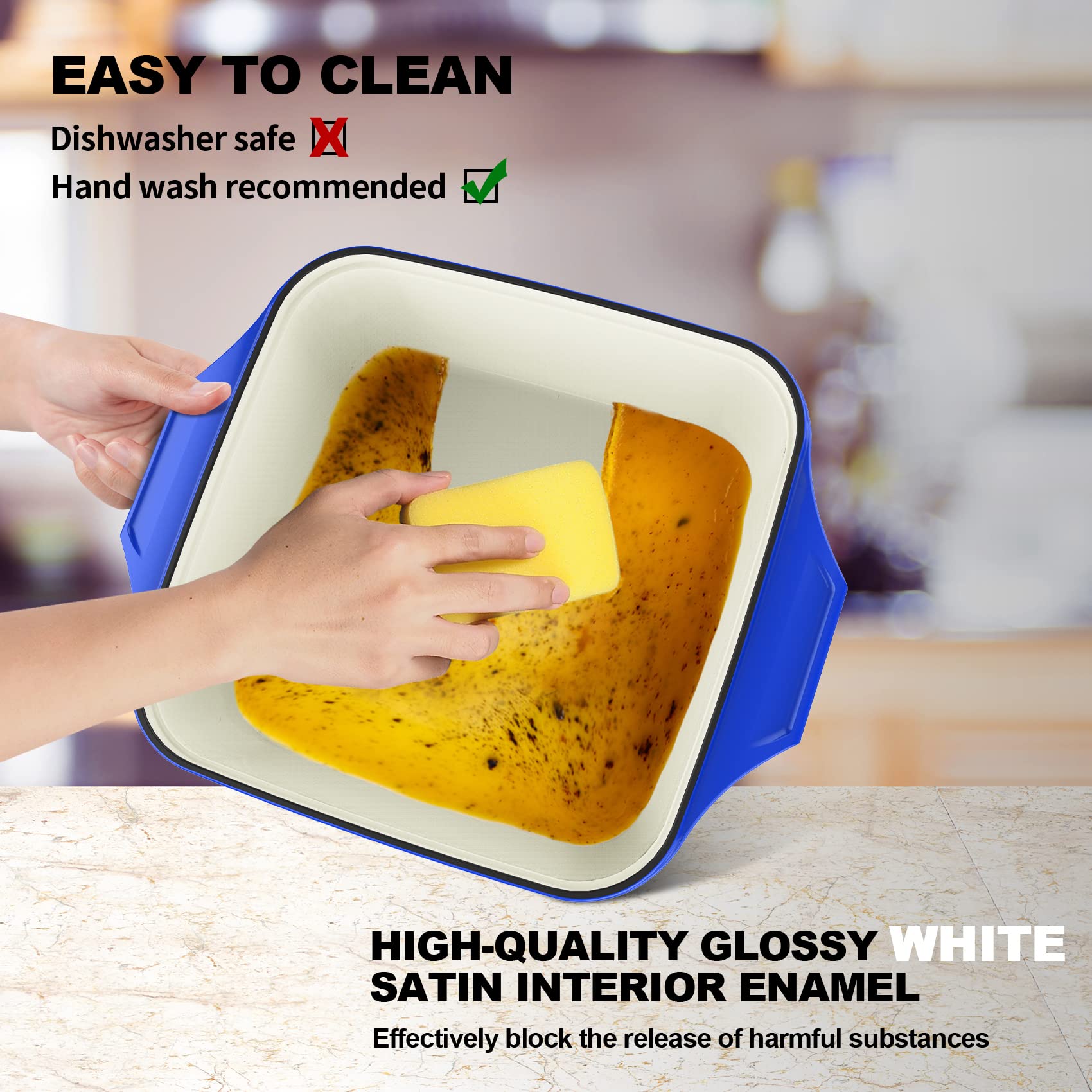 **iMARKU 5 Quart Enameled Cast Iron Dutch Oven – Nonstick Braiser Pan, Oven & Stovetop Safe (Up to 550°F), Heavy Duty & Easy Clean – Perfect for Slow Cooking, Baking, Roasting & Camping**