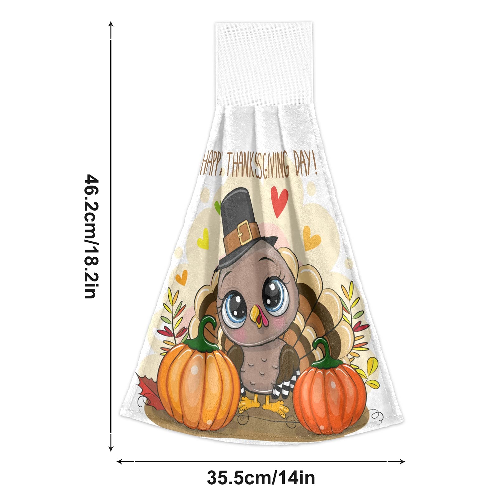 Thanksgiving Turkey Pumpkin Kitchen Hanging Towels - 2 Pack Autumn Maple Leaf Hand & Bath Towel Set - Soft Absorbent Dish Cloths for Tea Bar, Drying Dishes - Thin & Durable for Bathroom, Laundry Room Decor (Perfect for Fall Home Decor & Thanksgiving Hostess Gifts)