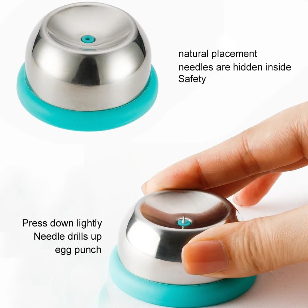 2 Pack Stainless Steel Egg Piercer - Sharp Needle Egg Punch Tool for Easy Peeling Hard Boiled Eggs | Anti-Rust Egg Poker with Sturdy Base | Prevents Shell Cracking | Perfect for Kitchen, Breakfast Prep & Cooking