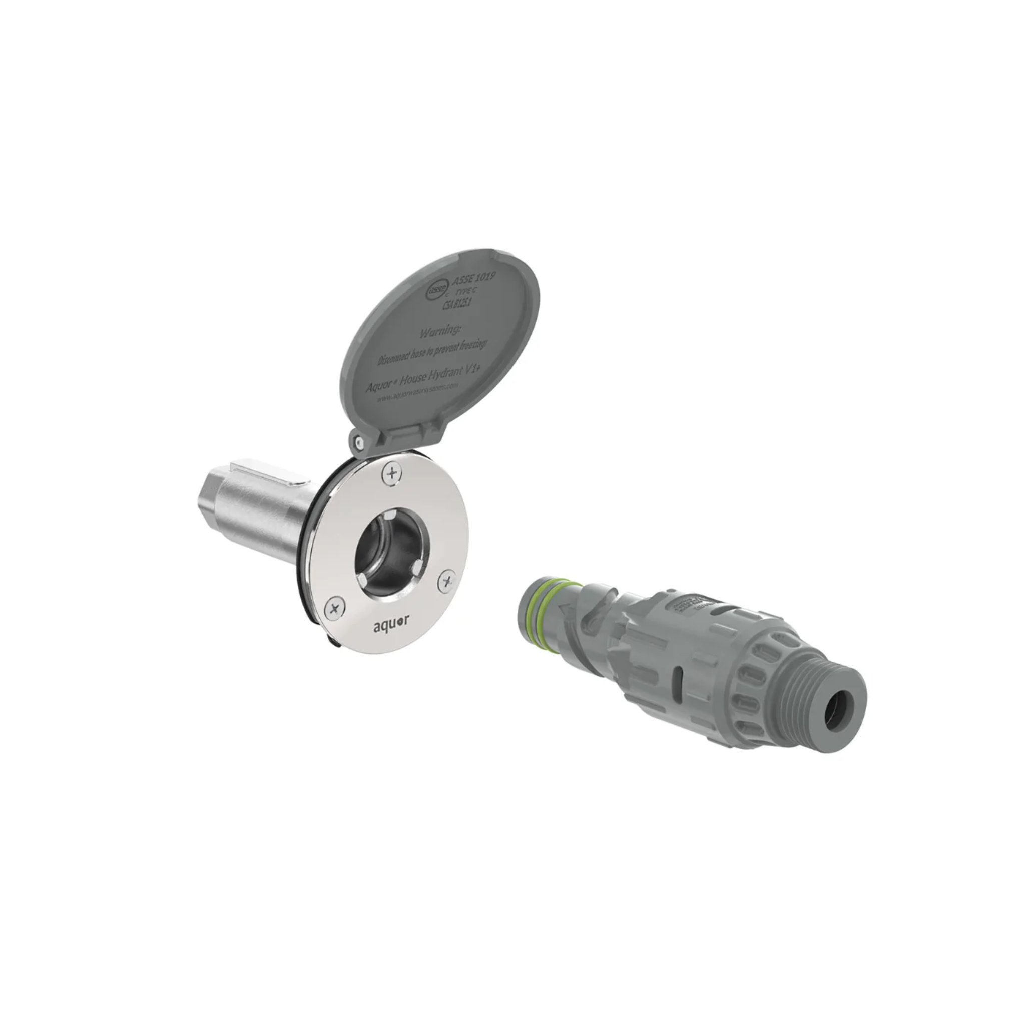 Aquor House Hydrant V1+ Outdoor Water Spigot - Slate Gray Polymer Faucet for Garden, Yard & RV Use