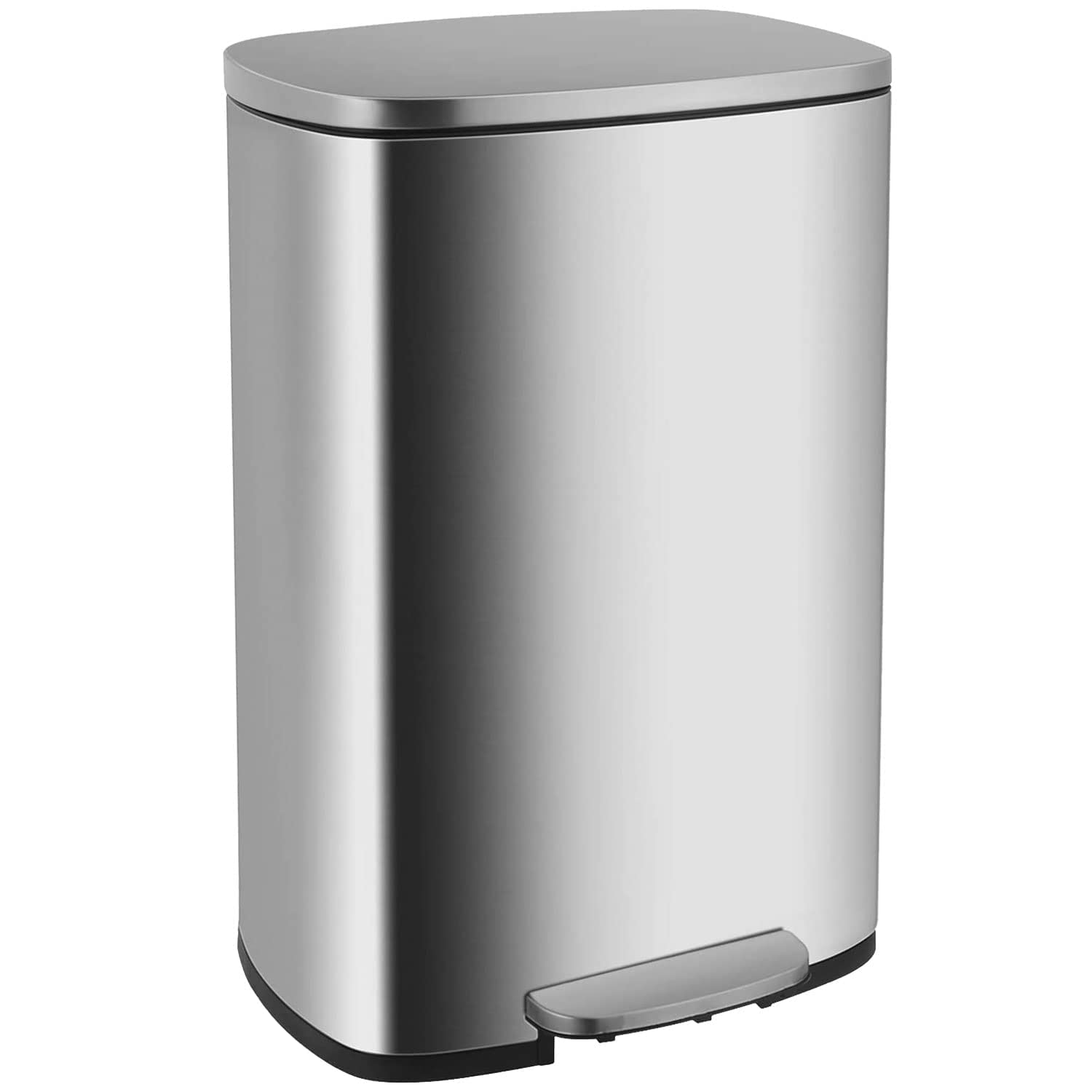 13 Gallon Stainless Steel Trash Can with Lid - 50L Fingerprint-Proof Kitchen Garbage Bin for Office, Bedroom & Bathroom - Durable Step Pedal Design for Hands-Free Disposal
