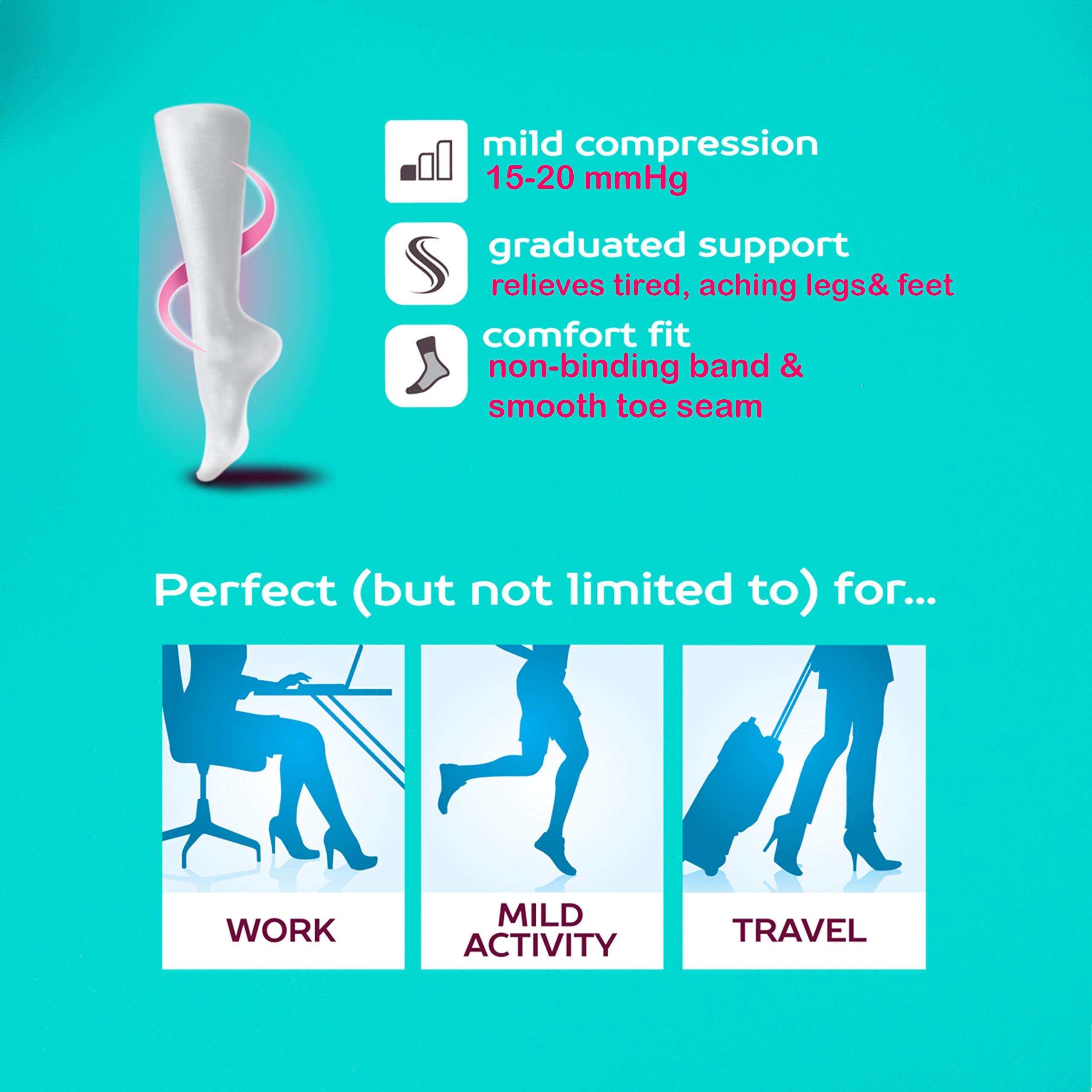 REXX 4 Pairs Calf Compression Sleeves for Men & Women - Breathable Cotton Blend Footless Leg Sleeves for Running, Cycling & Workout - Mild Support for Muscle Recovery & Circulation