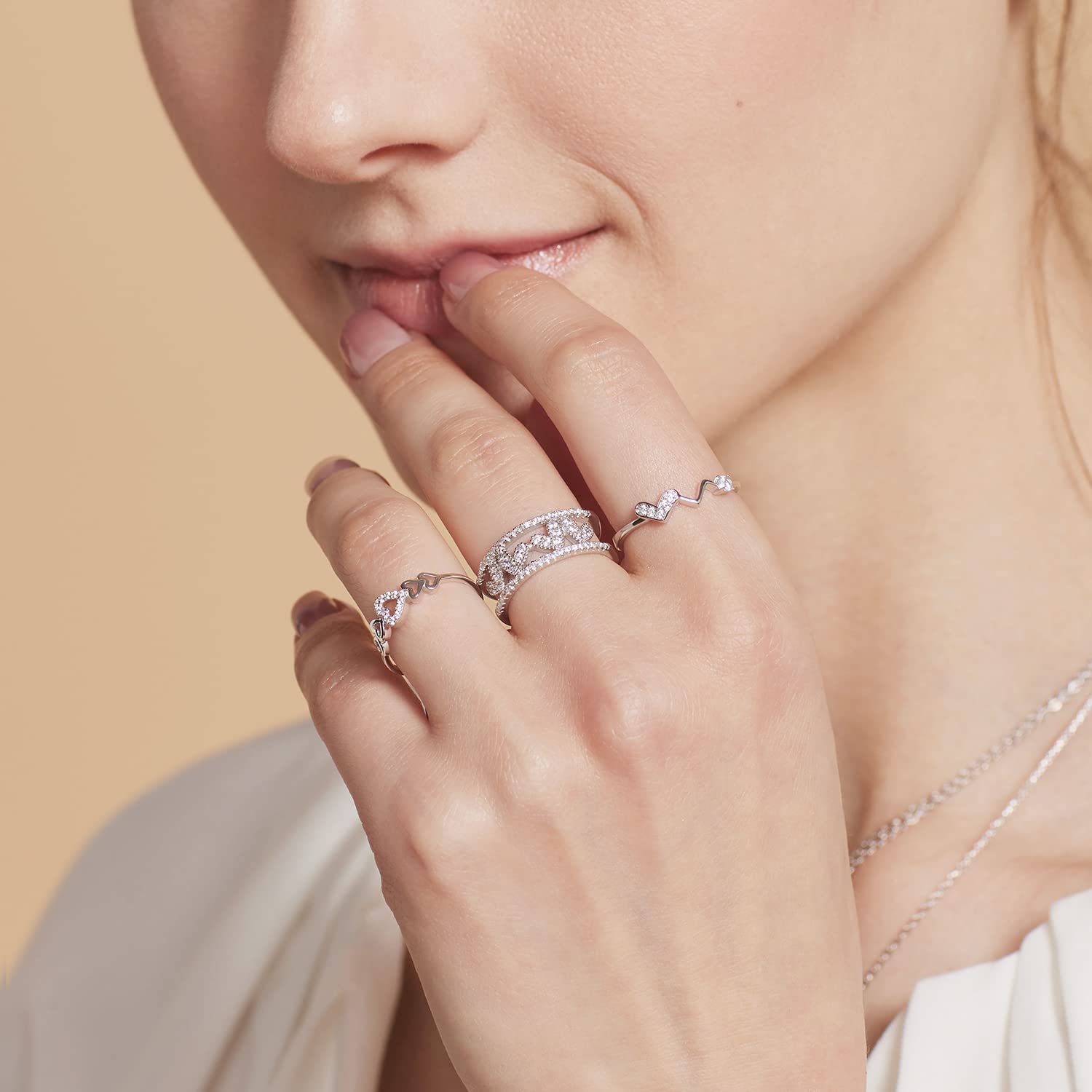 Meissa Silver Rings for Women - Adjustable Stackable Love Rings for Teen Girls, Cute Dainty Midi Rings | Perfect for Everyday Wear, Gifts, and Layering Jewelry