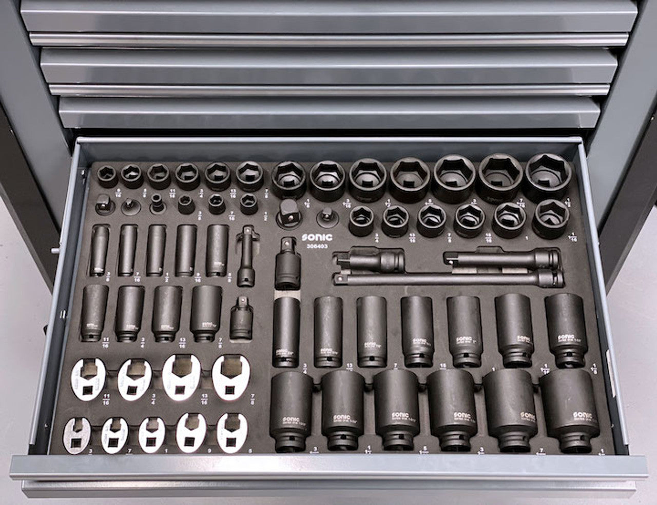 62-Piece SAE Impact Socket Set by Sonic Tools - Durable Chrome Vanadium Steel for Automotive & Mechanical Repairs - Perfect for DIY, Professional Use & Heavy-Duty Applications