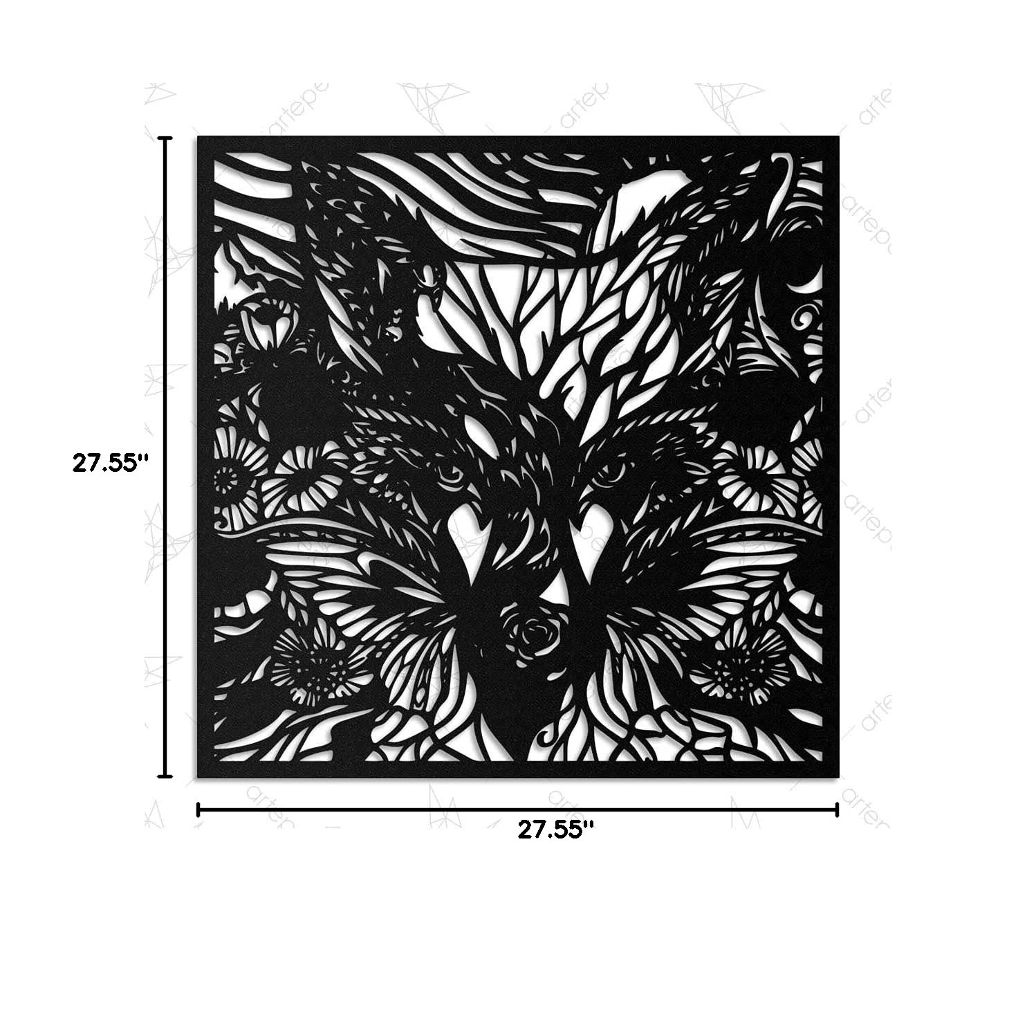 Kitsune Metal Wall Art for Home Decor - Living Room, Bedroom & Outdoor