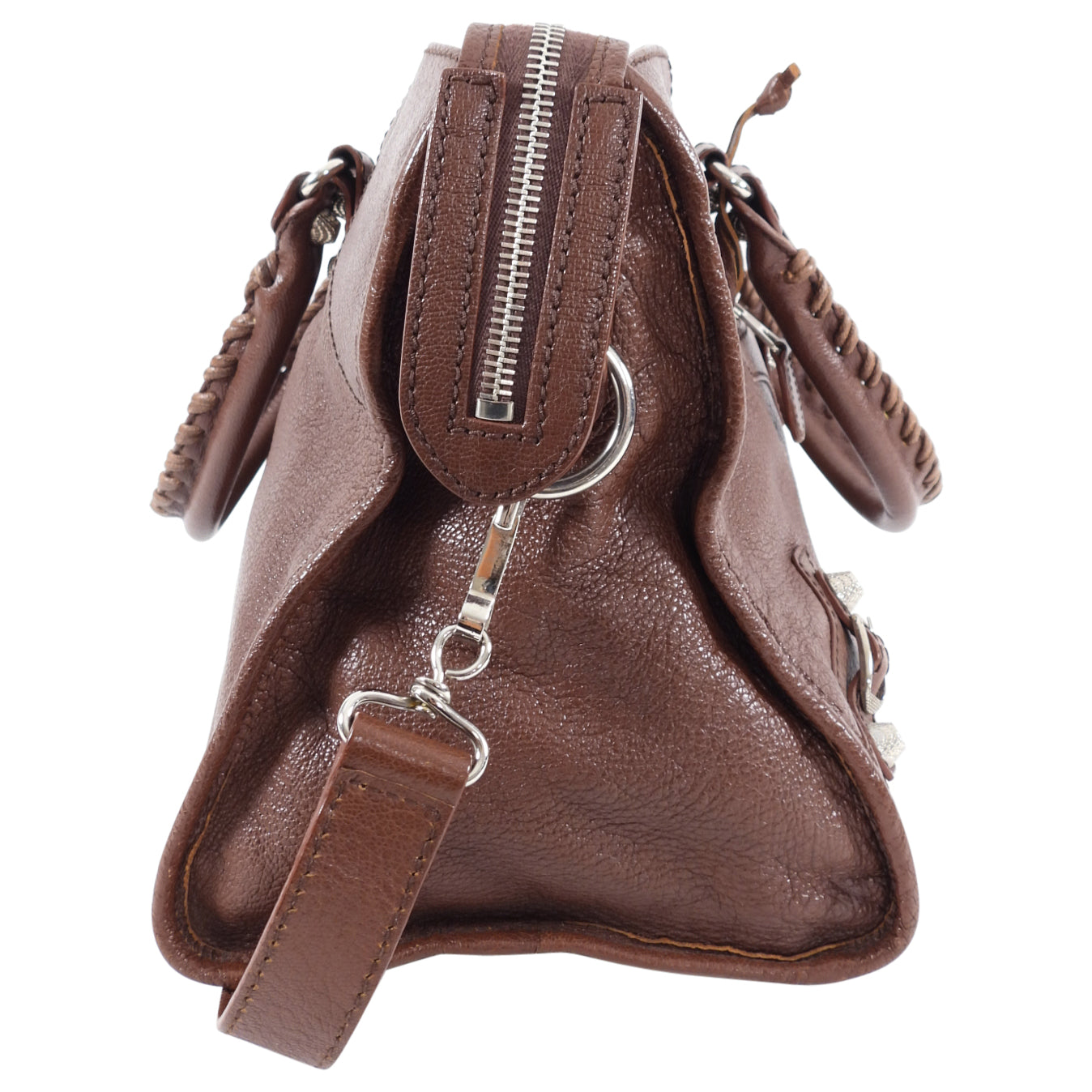 Balenciaga Chocolate Brown City Bag with Silver Hardware - Stylish Crossbody Purse for Women, Perfect for Daily Use, Work, and Travel