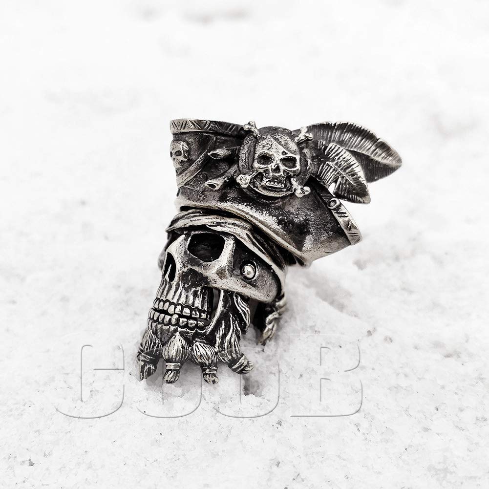 BlackBeard Pirate Skull Paracord Bead - EDC Knife Lanyard Pendant for Outdoor Adventures