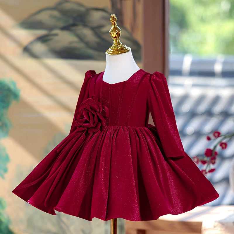 Elegant Red Christmas Baby Girl Dress - Flower Girl Dress for Holiday Parties, Photos & Special Occasions