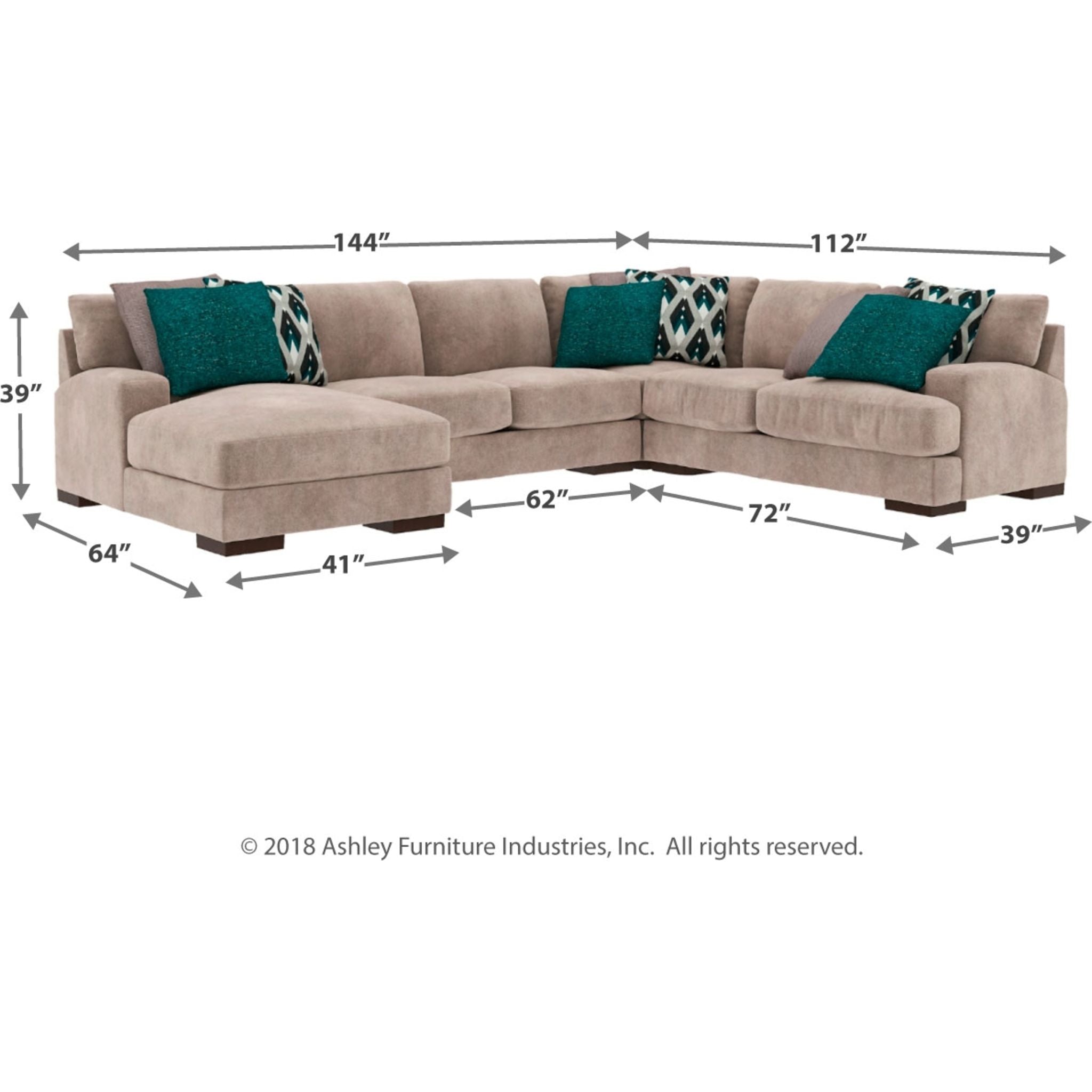 Bardarson Exclusive 4-Piece Sectional Sofa Set - Modern L-Shaped Living Room Couch with Chaise Lounge for Home, Apartment & Office Decor