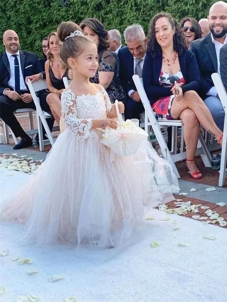 Elegant Ball Gown with Bow Back - Flower Girl Dress for Weddings, Parties & Special Occasions