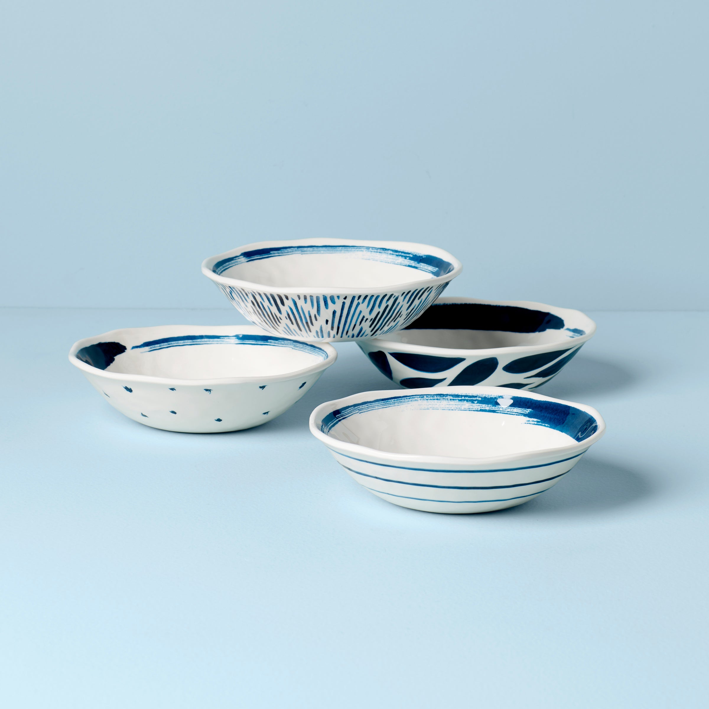Blue Bay Melamine All Purpose Bowls - Set of 4 Durable & Lightweight Serving Bowls for Kitchen, Dining, Picnics & Outdoor Entertaining