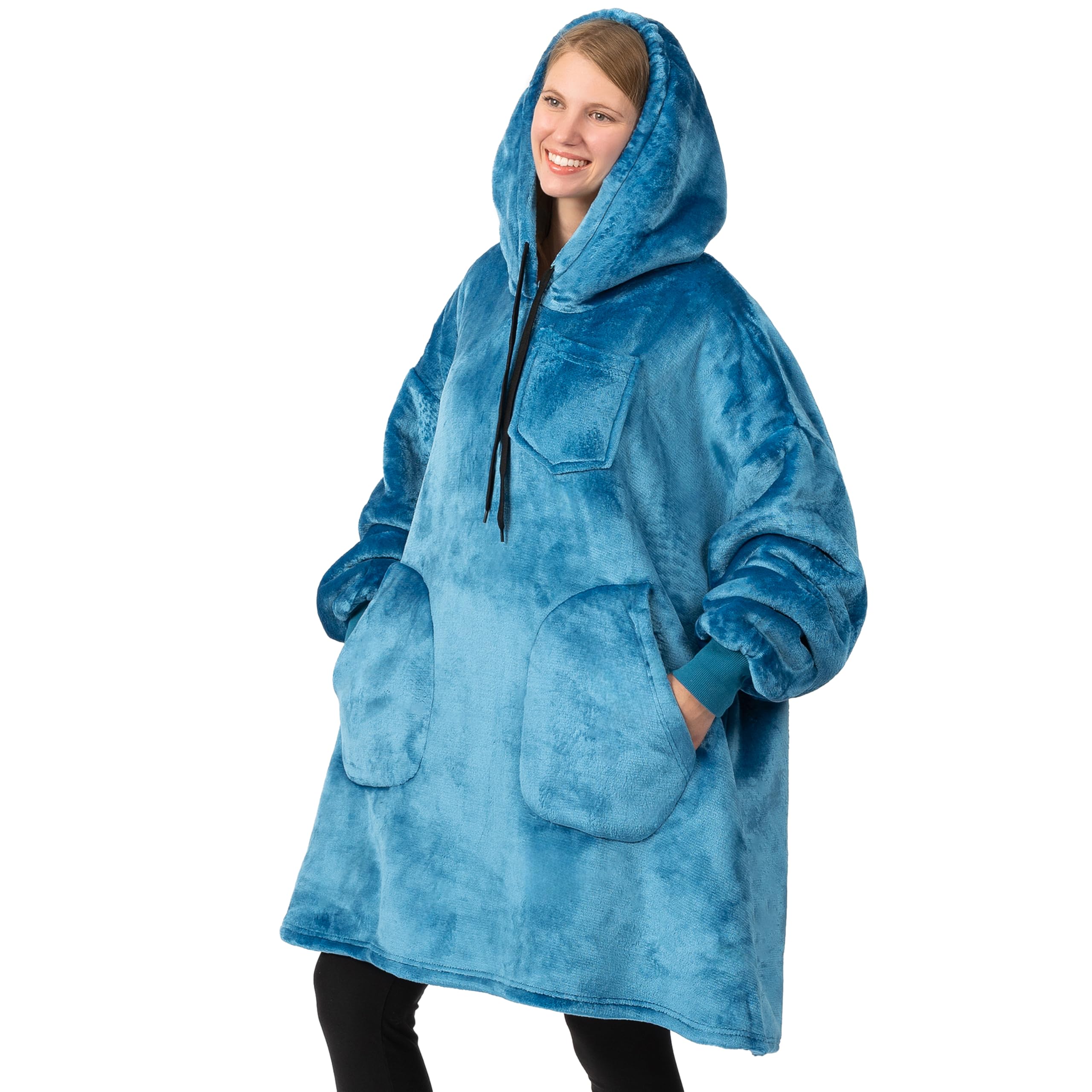 PAVILIA Women's Sherpa Wearable Blanket Hoodie - Oversized Fleece Hooded Sweatshirt for Men & Women | Cozy Loungewear for Home, Camping & Outdoor Activities