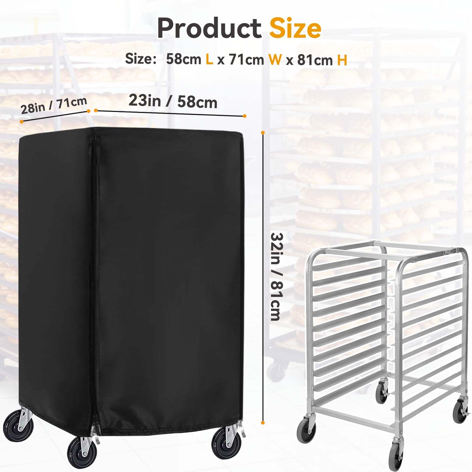 VEVOR & HALLY Compatible 10-Tier Bread Plate Rack Cover - Heavy Duty Zippered Pizza Rack Dust Cover for Home Kitchen & Commercial Use - Perfect for Bakeries, Restaurants and Food Storage