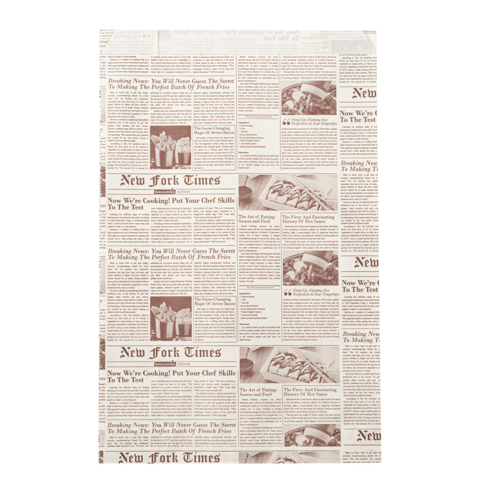 Eco-Friendly Sepia Newsprint French Fry & Snack Bags 7x3x11 Inches - 100 Count Bulk Box for Restaurants, Food Trucks & Party Catering