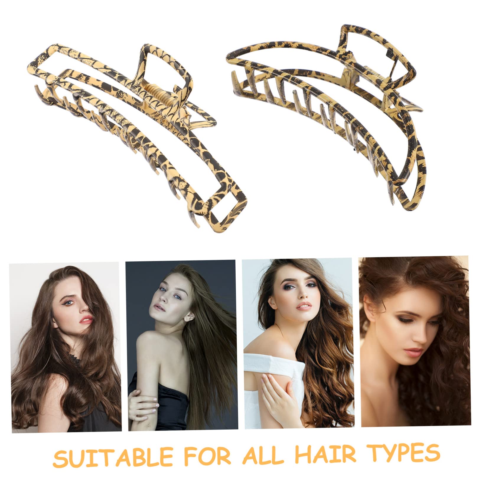 GALPADA 2 Pack Leopard Print Hair Claw Clips for Women - Durable Non-Slip Hair Clips for Ponytails, Half-Up Styles & Sectioning - Fade-Resistant Hair Accessories for Daily Use, Work & Special Occasions