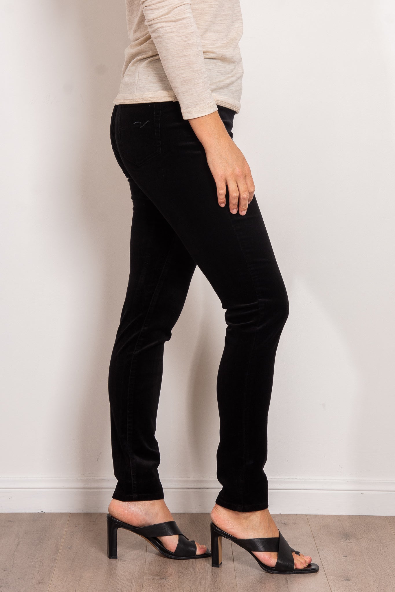 Vassalli Women's Fine Skinny Corduroy Pull On Pants - Stretch Comfort Fit High Waisted Trousers for Work, Office & Casual Wear