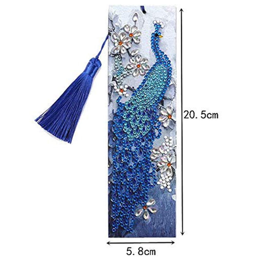 5D Diamond Painting Bookmarks Kit - DIY Rhinestone Mosaic Leather Tassel Bookmark Set for Adults, Creative Arts & Crafts Gift (Butterfly & Peacock Design) | Perfect for Reading Enthusiasts, Book Lovers & Handmade Craft Projects