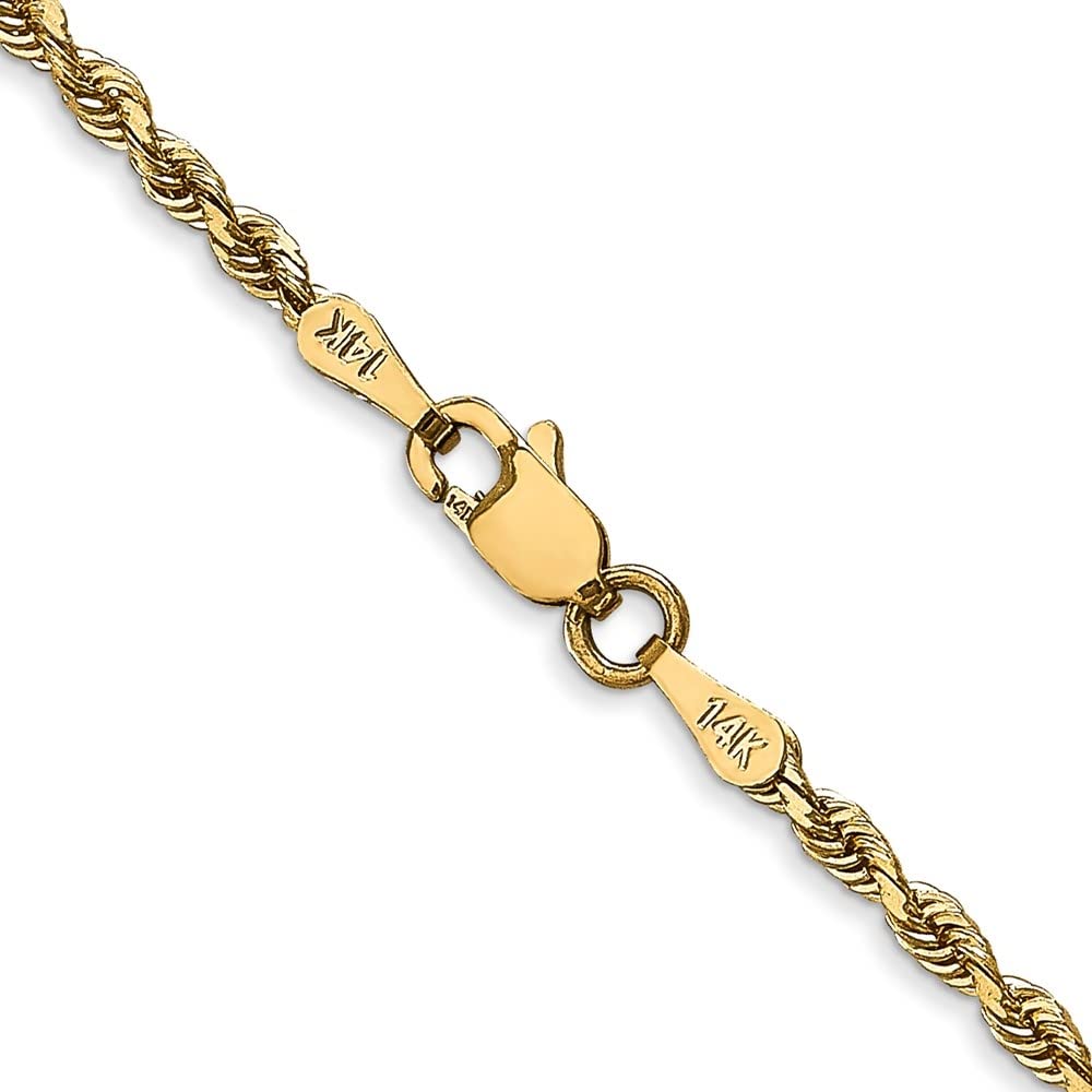 14K Yellow Gold 2.25mm Quadruple Rope Chain Necklace for Men & Women | Diamond2Deal | Elegant Jewelry Gift for Anniversary, Birthday & Special Occasions