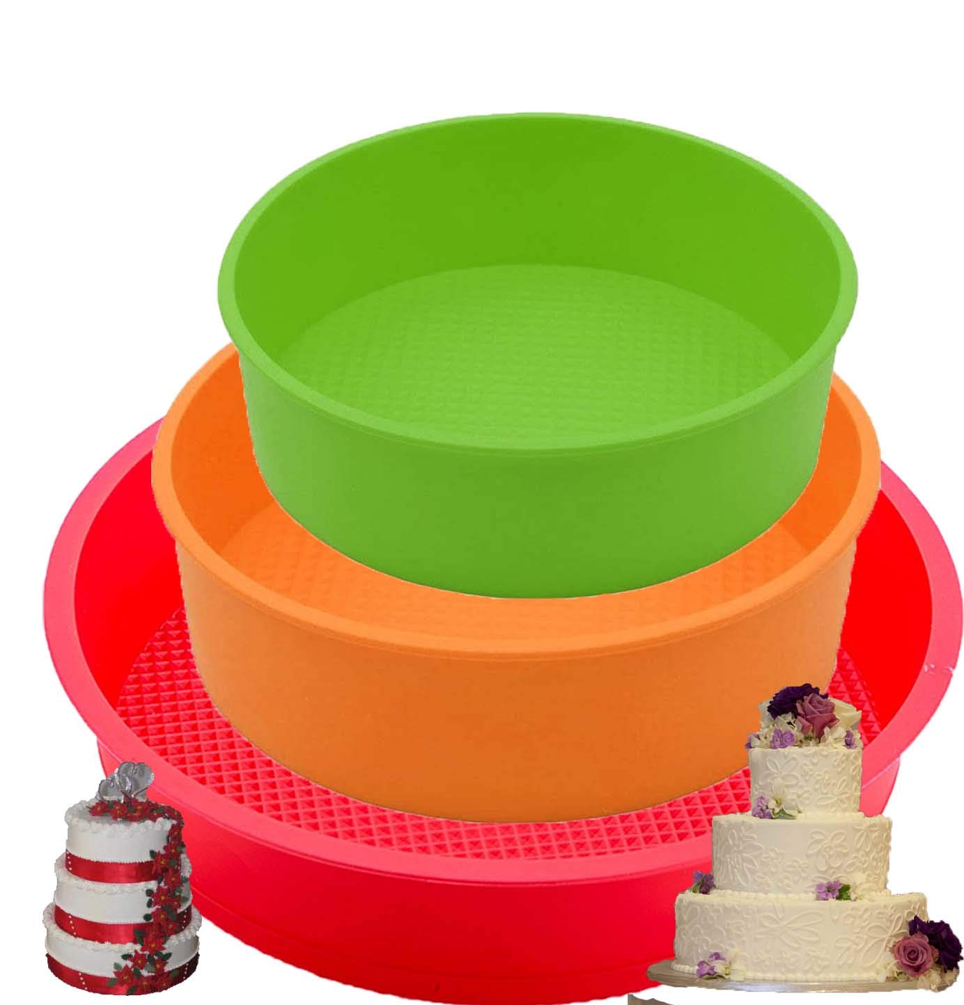 Premium Silicone Cake Mold Set - 6, 8, 9 & 10 Inch Round Baking Pans for Cakes, Pies & Desserts | Non-Stick, Oven Safe Bakeware for Home Bakers & Professional Chefs | Perfect for Birthday Cakes, Wedding Desserts & Holiday Baking