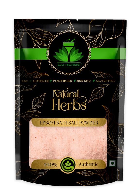 SAI HERBS Pure Magnesium Sulfate Epsom Salt Powder - Unscented Therapeutic Bath Soak for Liver Cleansing, Muscle Relaxation & Pain Relief - Natural Spa Treatment (1kg) | Perfect for Detox Baths, Post-Workout Recovery & Stress Relief