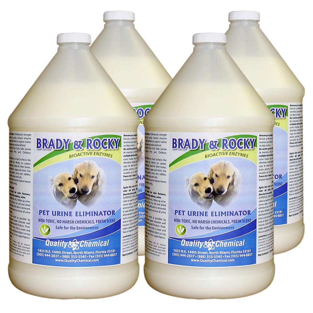 Premium Brady & Rocky Pet Urine Eliminator - Advanced Odor & Stain Remover for Carpets, Upholstery & Floors - 128oz (4-Pack) - Ideal for Dog Accidents, Cat Messes & Vomit Stains at Home