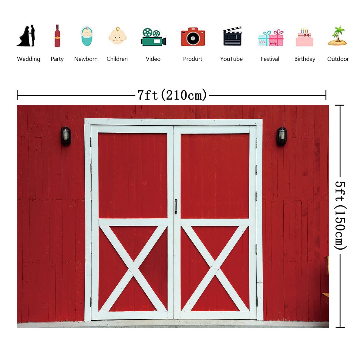 BINQOO 7x5ft Red Barn Door Photography Backdrop - Western Cowboy Party, Autumn Farm Theme, Chicken Coop & Barnyard Background for Kids Birthday, Baby Shower, Newborn Photos - Perfect for Western Decor, Rustic Events & Themed Photoshoots