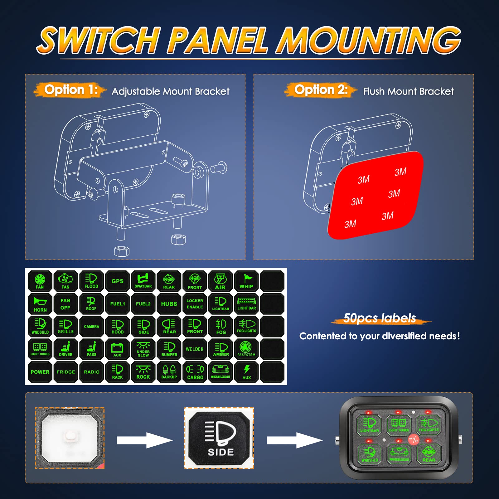 6 Gang Switch Panel Automatic Dimmable - Universal Electronic Relay System Circuit Control Box with On/Off LED Touch Switch for Trucks, UTV, ATV, Boats & Cars | Perfect for Off-Roading, Marine & Automotive Electrical Control