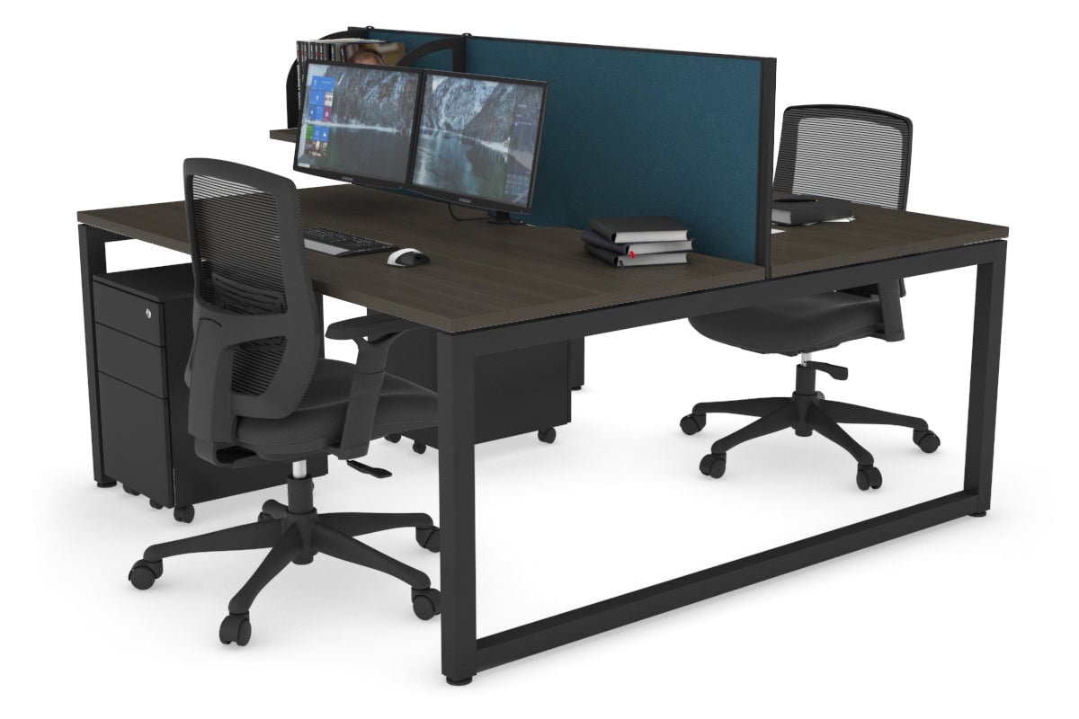 Quadro Loop Legs 2 Person Office Workstation - 1600L x 800W with Cable Management - Modern Shared Desk for Collaborative Workspaces & Home Offices