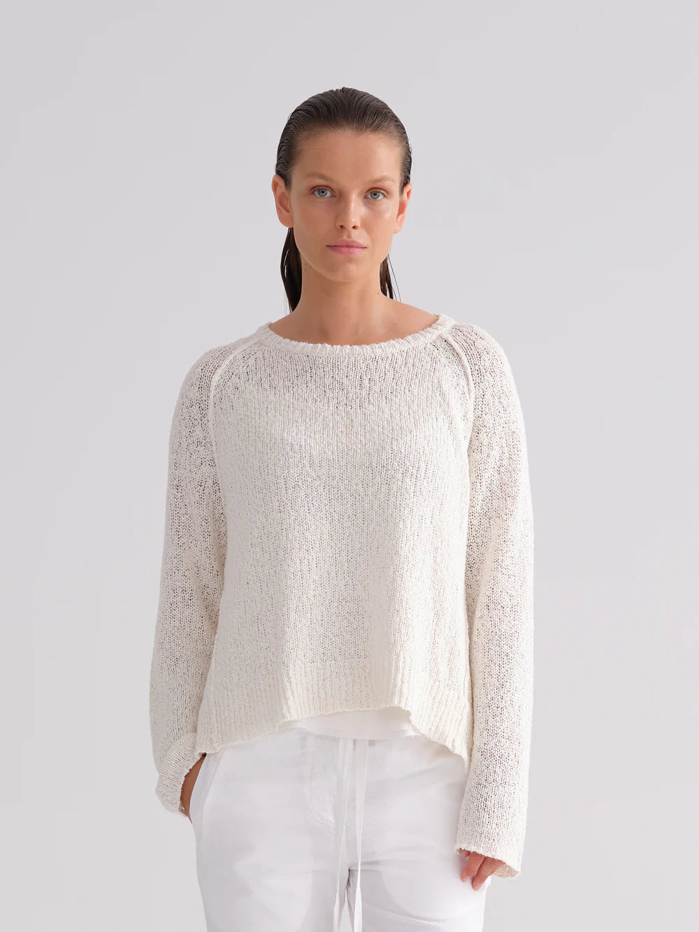 Soft Cotton Linen Pullover Sweater - Natural Color for Women | Perfect for Casual Outfits, Office Wear & Cozy Fall Days