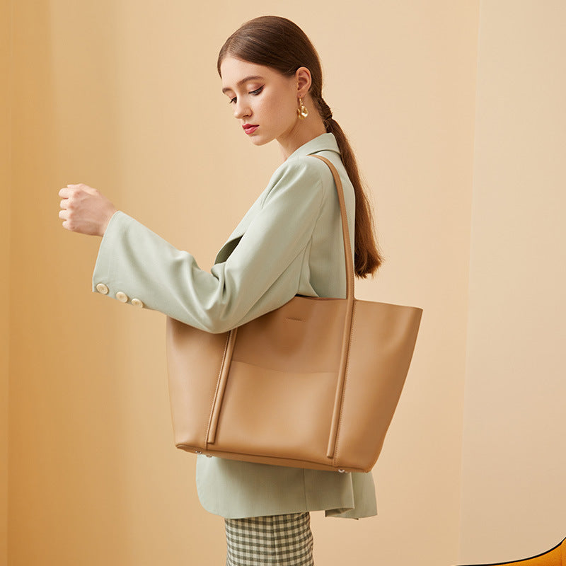 Premium Genuine Leather Tote Bag - Large Capacity Cowhide Handbag for Women, Durable & Stylish - Perfect for Work, Travel, and Everyday Use