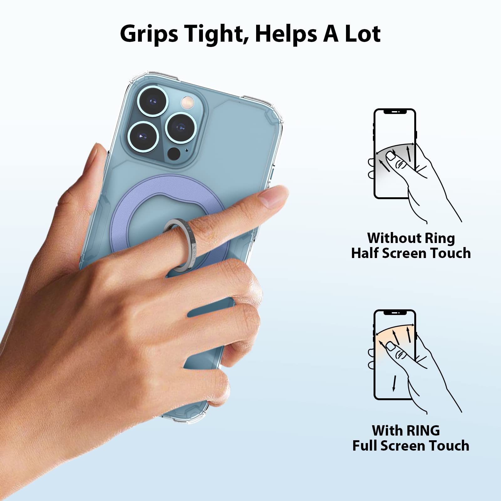 Nillkin Metal Phone Grip & Adjustable Kickstand - Phone Ring Holder Stand for iPhone 13/12/11/XS/8, OnePlus 10 Pro, Pixel 6/6A - Lavender Purple - Perfect for Hands-Free Viewing, Gaming & Selfies