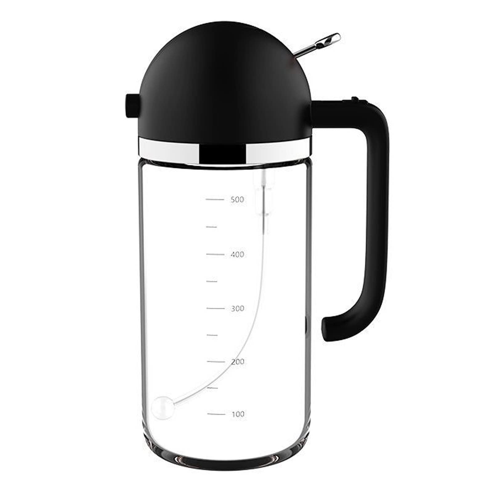 500ml Glass Oil Sprayer & Vinegar Dispenser - Anti-Clogging 2-in-1 Kitchen Tool with Clear Scale for BBQ, Cooking, Baking & Salad Dressing - Black by Ayyufe