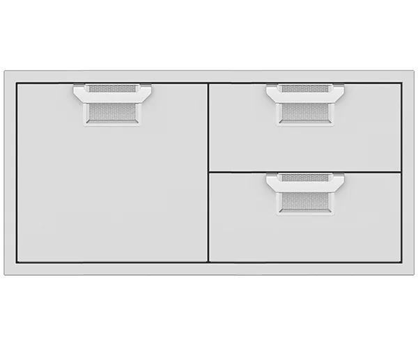 Aspire 42-Inch Double Drawer and Storage Door Combo - White Kitchen Cabinet with Ample Storage Space for Pantry, Bathroom or Garage Organization